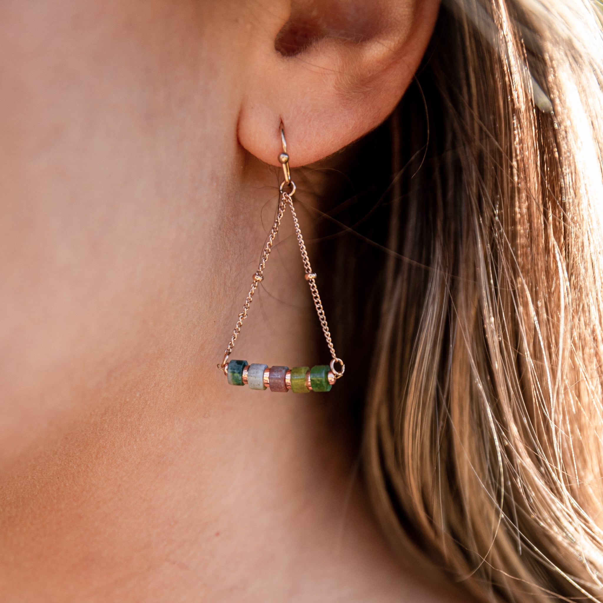 Boucles d'oreilles PIANA en pierres Agate Aquatique - SLOYA